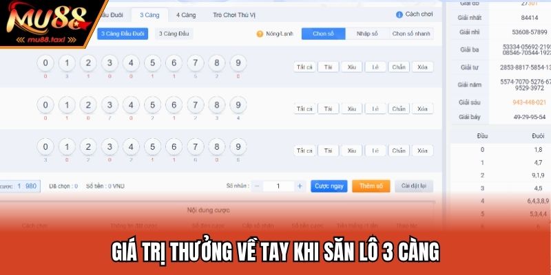Tìm Hiểu Về Lô Ba Càng MU88 - Hướng Săn Cầu Phù Hợp 3 Giá trị thưởng về tay khi săn lô 3 càng
